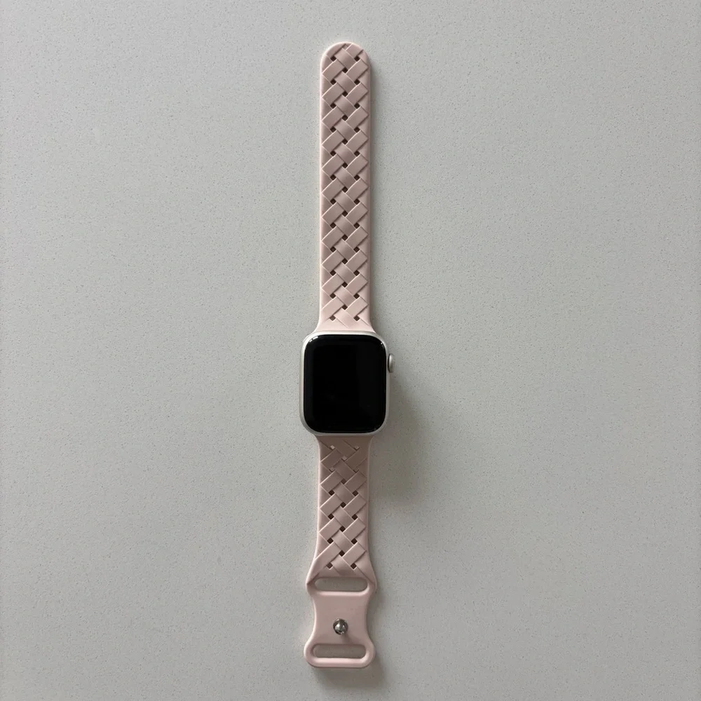 38/40/41 MM nude pink woven Apple Watch silicone band